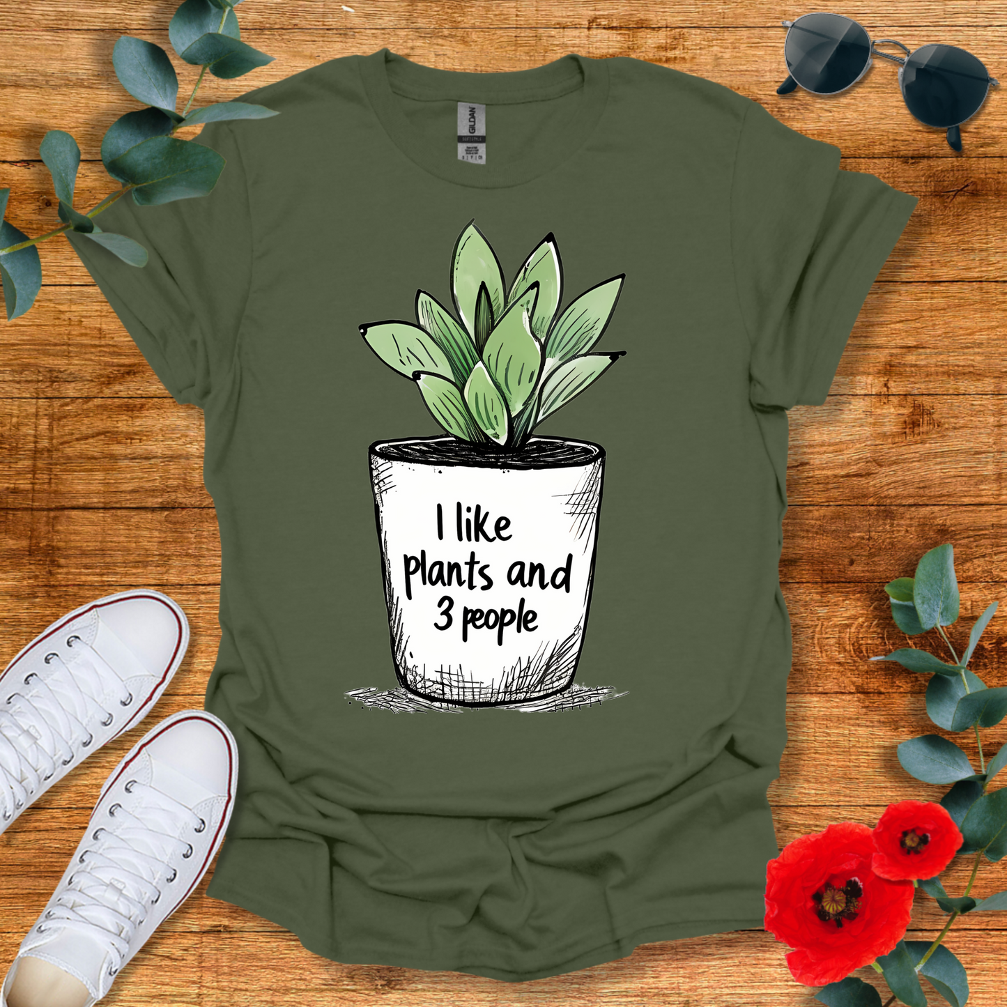 I Like Plants & 3 People T-Shirt