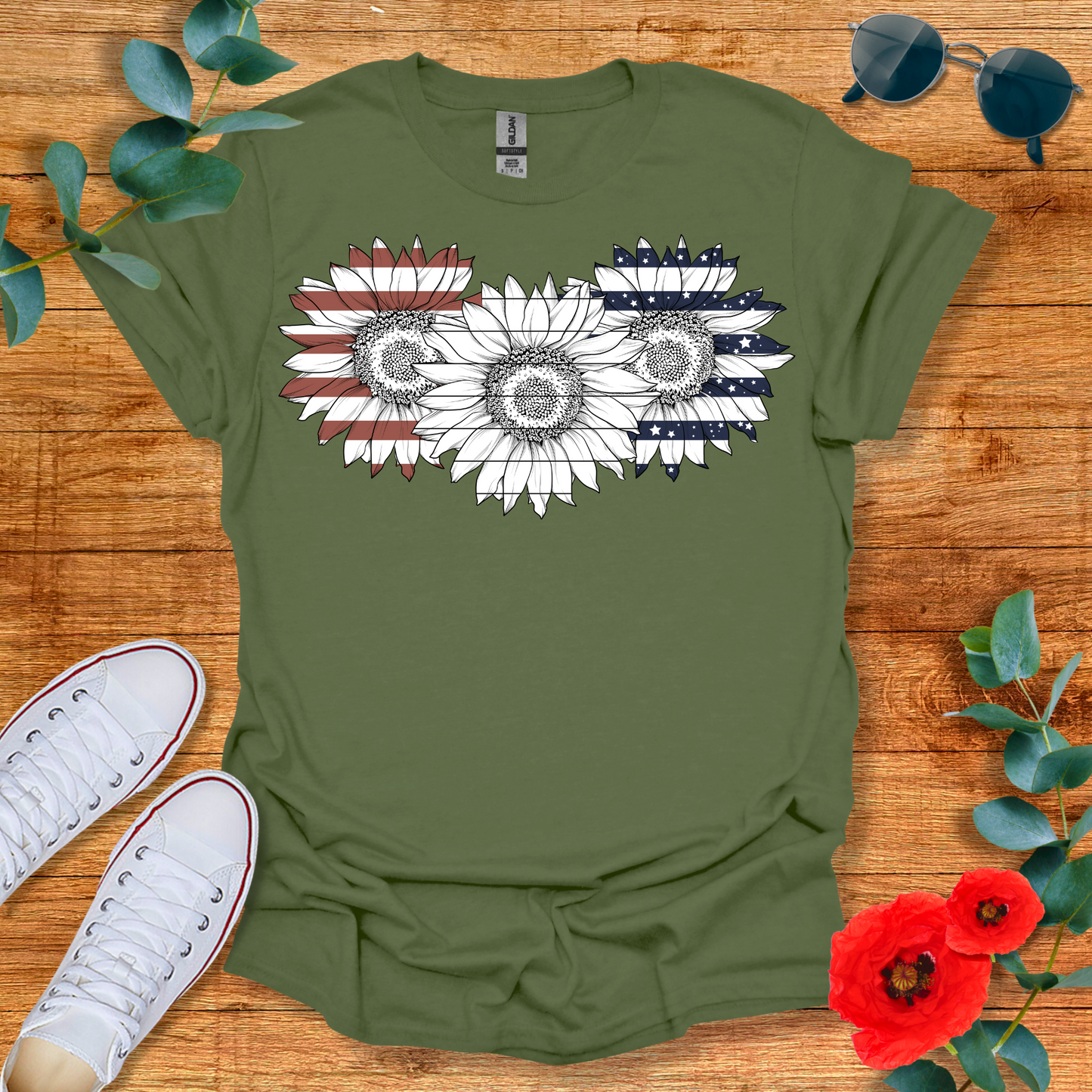 Patriotic Flowers T-Shirt