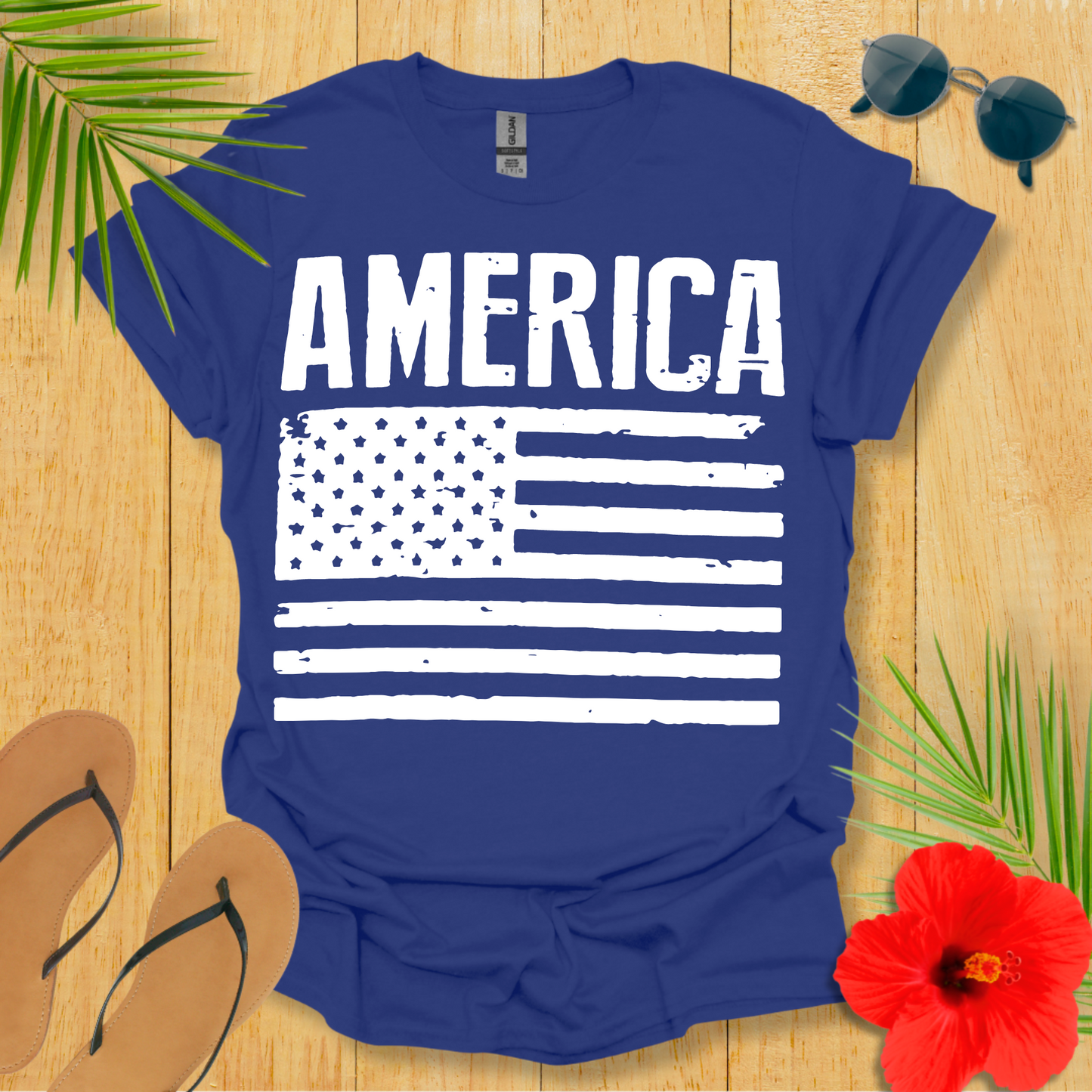 America With Flag T-Shirt