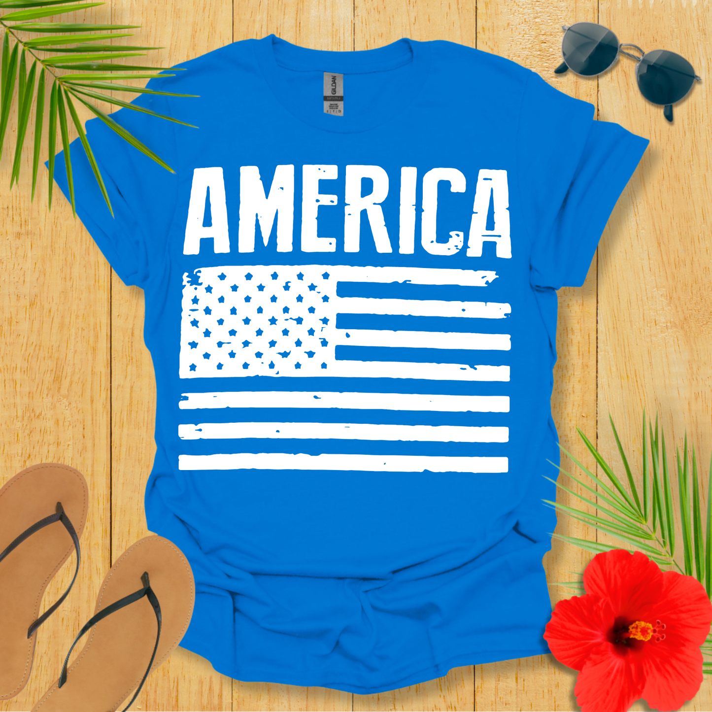 America With Flag T-Shirt