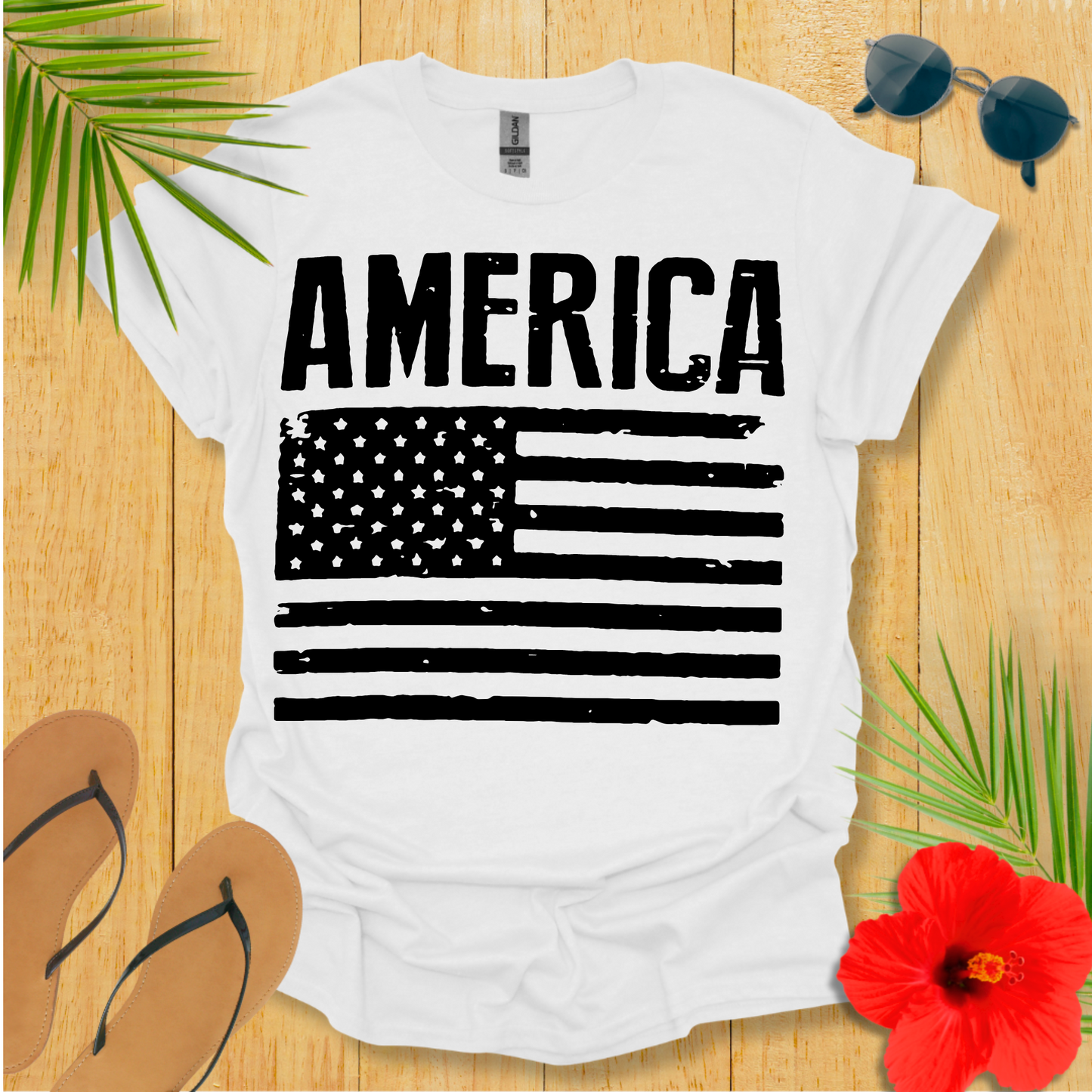 America With Flag T-Shirt