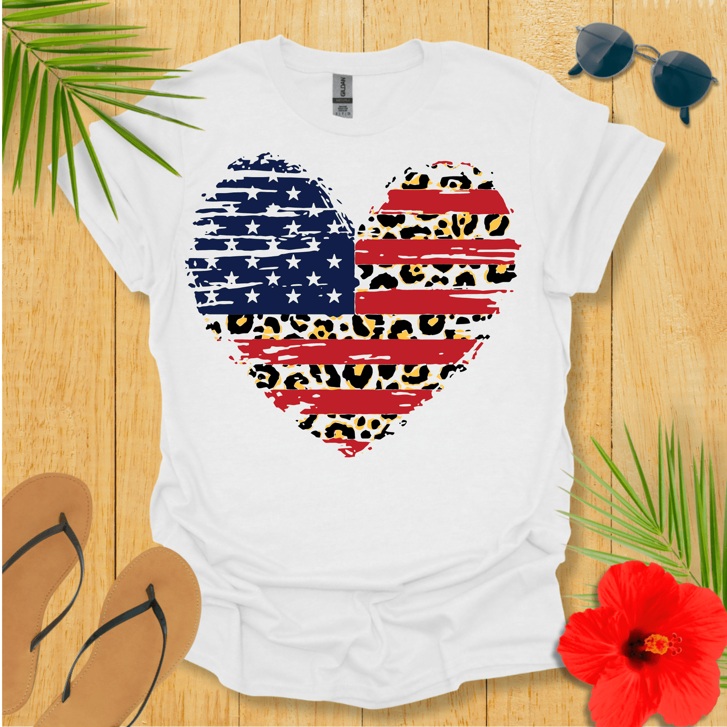 Red, White and Cheetah T-Shirt